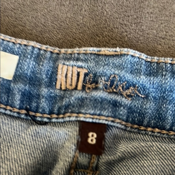 Kut from the Kloth Blue Straight Leg Jeans with Distressed Details - Picture 2 of 16